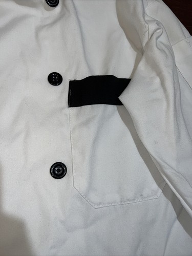 Chef Coat Food Jacket Black White Double Buttons Chest & Sleeve Pocket Size S - Picture 2 of 15