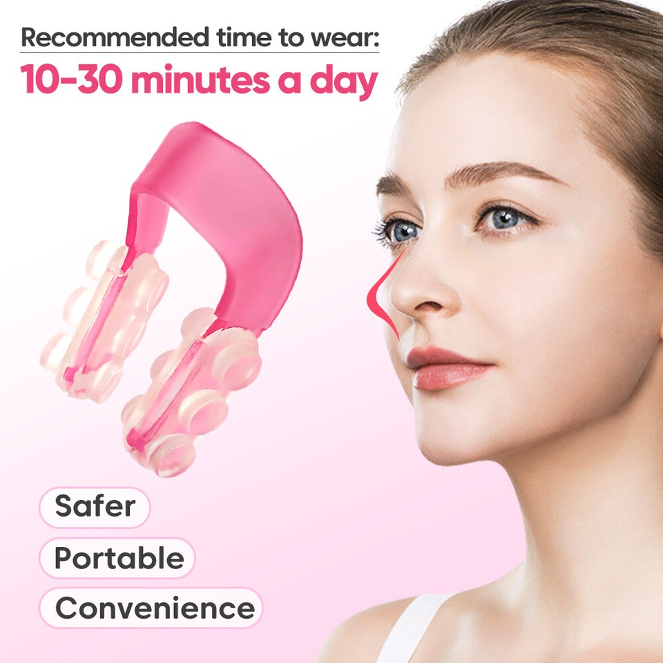 2 Clip Modellanti Per Naso In Silicone - Sollevamento Ponte Nasale, Trasparente E Rosa - Foto 8