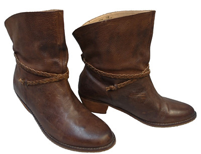 LATIGO~NEW!!~''DOSHA'' BROWN DISTRESSED LEATHER BRAIDED STRAP WESTERN BOOTS 11M