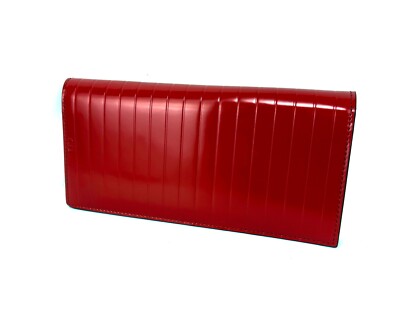 Christian Dior Homme Red Patent Leather Bifold Long Wallet Purse