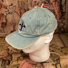 VINTAGE KMG Pro Model New Orleans Saints Washed Denim Team NFL Hat With Tags