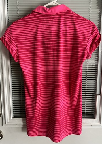 Nike Shirt Polo Dri Fit golf PGA CHAMPIONSHIP Hot Pink Stripe Women Sz XS New - Picture 8 of 10