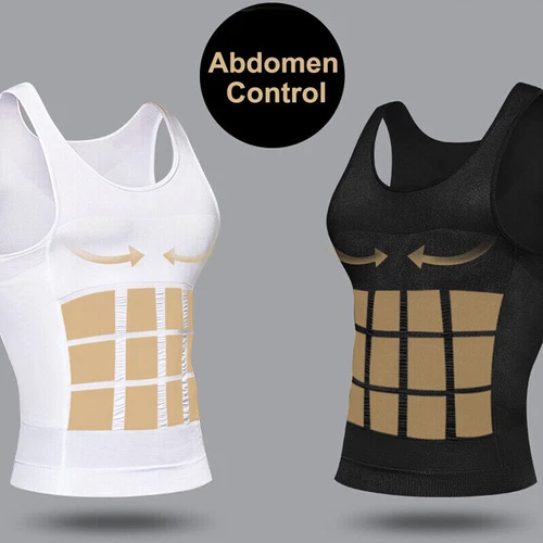 Mens Body Shaper Slim Tummy Vest Compression Shirt Tank Tops Shapewear Workout - Bild 11 von 39