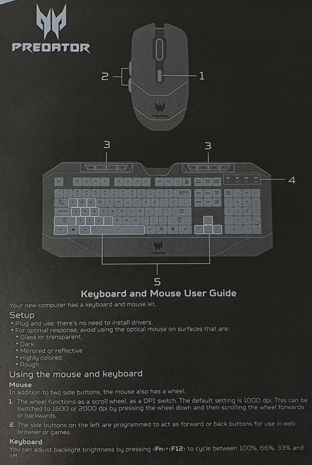 NEW ACER Predator Gaming Keyboard and Mouse US - Image 3 of 4