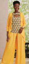 3X PLUS Ashro Yellow Duster Jacket and Draped Pleated Wide Leg Maya Pant Suit