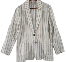 Garnet Hill Linen Jacket Blazer Wms SZ S Lightweight Relaxed Longline Coastal