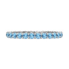 Full Eternity Round Swiss Blue Topaz 925 Sterling Silver Stackable Women Ring