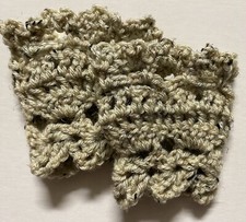 Ecru Off white Lacy retro handmade crochet retro Fingerless Gloves Wrist Warmers