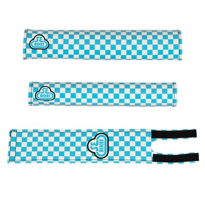 NEW SE Bikes Racing Blue & White Checkerboard BMX 3 Piece Retro Pad Set