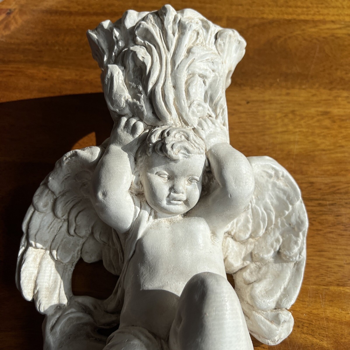 Fleur de lis Wall Sconce Angel Cherub Curtain Rod Holder Antique
