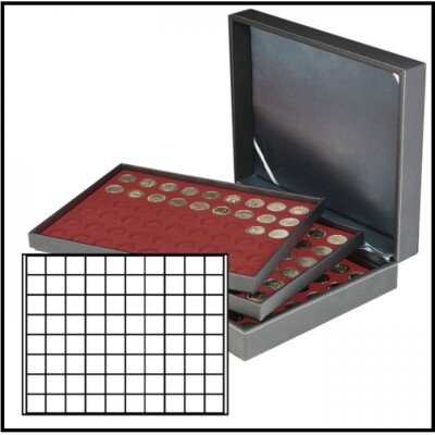 Lindner 2365-2780E Nera XL Coin Case Dark Red 3 Tab 240 Square compartments