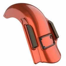 Orange Lava Single Cutout Dominator Stretched Rear Fender For 14+ Harley Touring