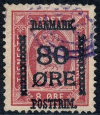 DENMARK 1915 SC #137, F Perf-13 w Purple 3-ring canc cv $140.00 *Bay Stamps*