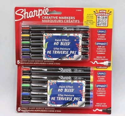 Lot Of 2 New Sharpie Creative Markers - Bullet Tip & Brush Tip, Assorted Colors
