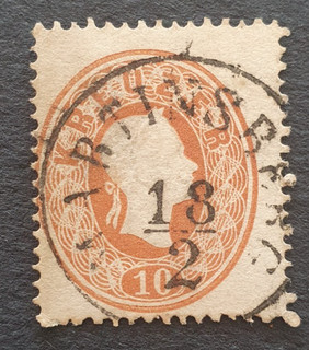 Stempel Martinsberg auf 10 Kreuzer Ausgabe 1860/61