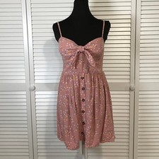 A.U.W. Pink Barbiecore Floral Sweetheart A-line Mini Sundress Juniors XL