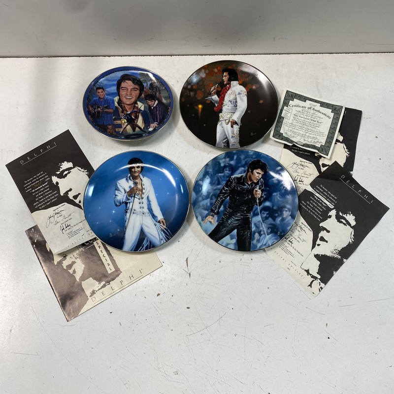 Elvis Presley Delphi Porcelain Collector Plate Lot 4 Pieces 1990s With COAs