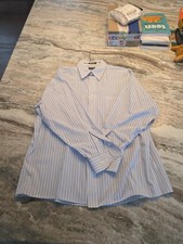 159 Arrow Fairfield Pinpoint Men's XL 17 32/33 white Button up pinstripe shirt