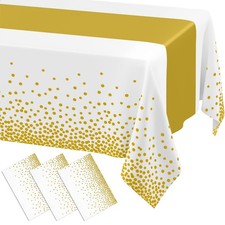 Plastic Table Cloth Disposable 3 Pack, 54 x 108 Inch Rectangle Waterproof Tab...