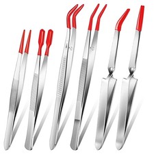2X(6 Pieces Tweezers with Rubber Tips -Lock Tweezers PVC Coated5667