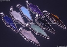 Natural Gemstone Lightning Thunde Chakra Healing Pendant Bead Tibetan Silver