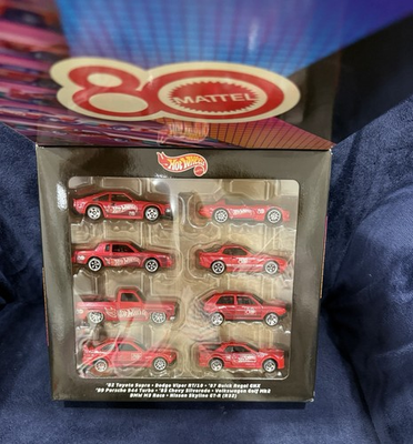 #ad Hot Wheels Mattel 80th Anniversary 8 Pack 8 Toy Car Set in red $38.00