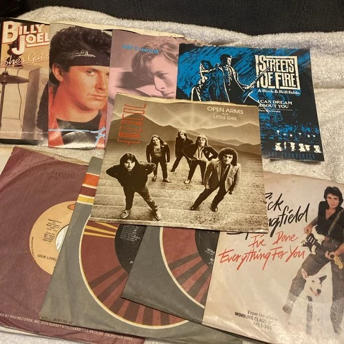 Lot of 10 80's Pop Vinyl 45's- Andy Gibb, Rick Springfield, Journey, More!