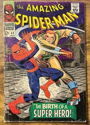 THE AMAZING SPIDER-MAN 42 CAMEO OF MARY JANE 2ND APP RHINO MARVEL 1966 VINTAGE