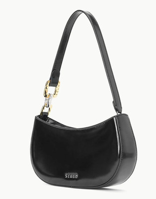 STAUD Brady Small Shoulder Bag in Black w/ Hammered Metal Accents NWT