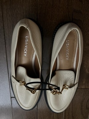 Lisa  Vicky Women's Cream Loafers with Metal Horsebit Detail, Size 5M