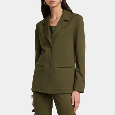 NWT MaxMara Leisure Cluny Jersey Blazer in Olive Green Size XS Stretch $425