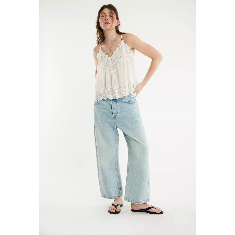 Intimately Free People Fiona Cami Blouse Top Tank Sleeveless Lace Slip S 288525