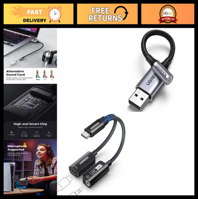 USB to 3.5mm Audio Adapter Sound Card with Mic Support & PD 60W Charger 2-in-1