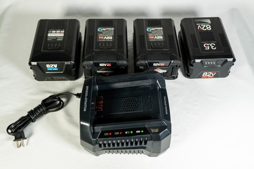 Briggs & Stratton 82VMAX Battery Bundle Charger + 4 batteries (2 OEM + 2 Compat)