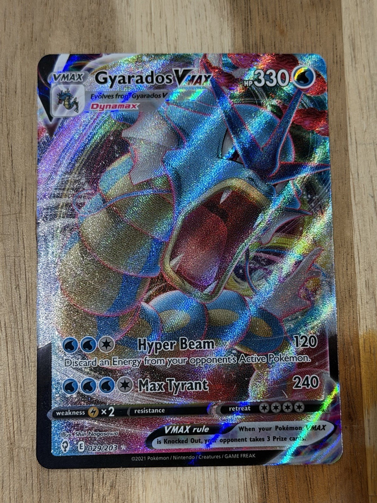 Pokemon TCG Card Gyarados VMAX 029/203 Holo Full Art NM
