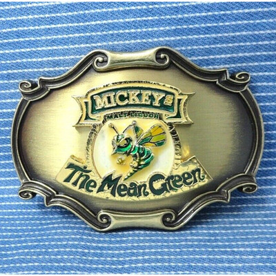 Mickeys Malt Liquor Promo Belt Buckle The Mean Green Vintage 80s Raintree.BMW734