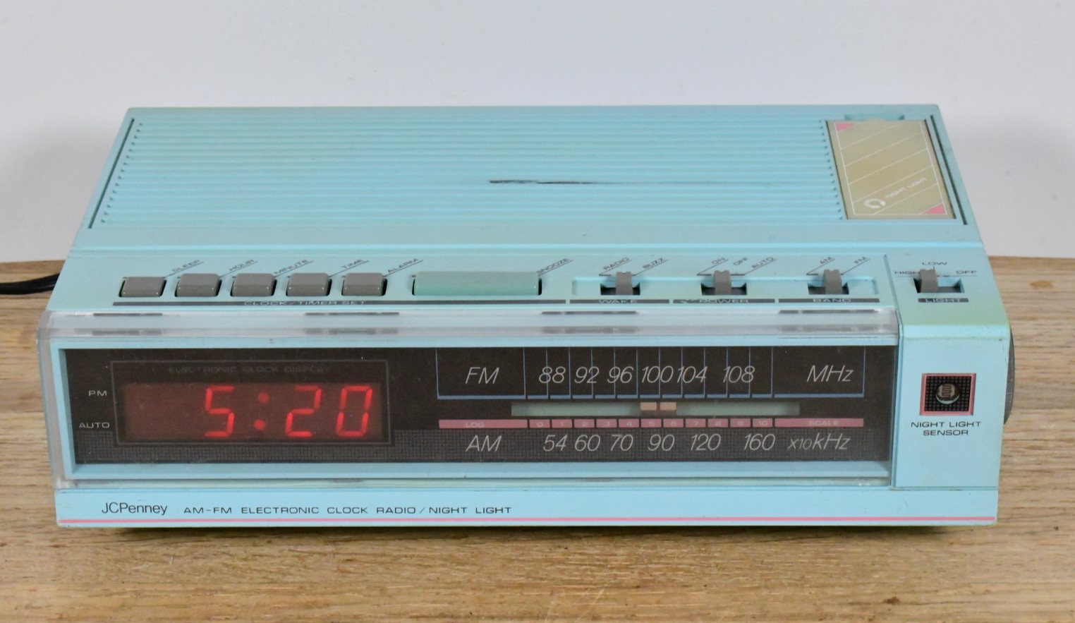 Retro Vtg 1980's Miami Blue JCPenny 680-3041 Alarm Clock Radio RARE Works!