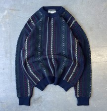 Vintage Golf Munsingwear Navy Multicolor Knit Grandpa Crewneck Sweater Mens L