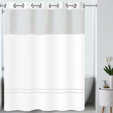 Hookless Luxury Fabric Shower Curtain 3-in-1 with Flex-On Rings & Snap-in Liner