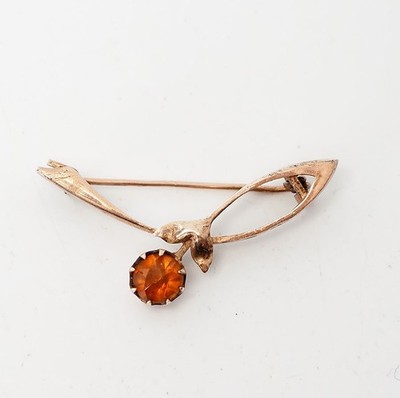 Unusual retro vintage Soviet Russia gold plated 875 silver gemstone modern pin