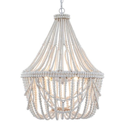 20  Bohemia Large Wood Beaded Chandelier Coastal French Country Chandelier