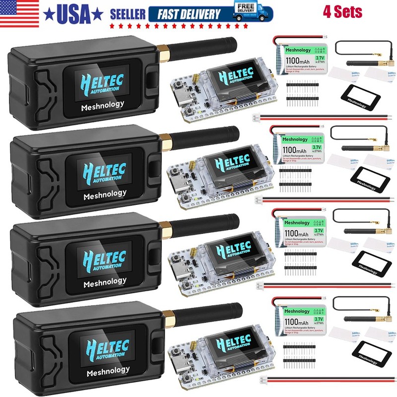 4Sets HelTec Meshtastic LoRa ESP32 V3 SX1262 Board+915MHz Antenna + Battery+Case