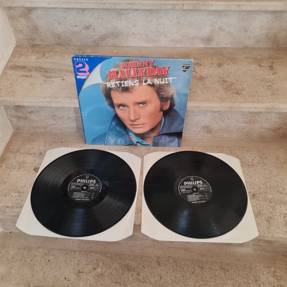 double Lp vinyle 33t. Johnny Hallyday – "RETIENS LA NUIT" - Photo 4/4