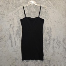 Asos Mini Dress Womens Tag Size 8 Black Pullover Spaghetti Straps Ribbed Stretch