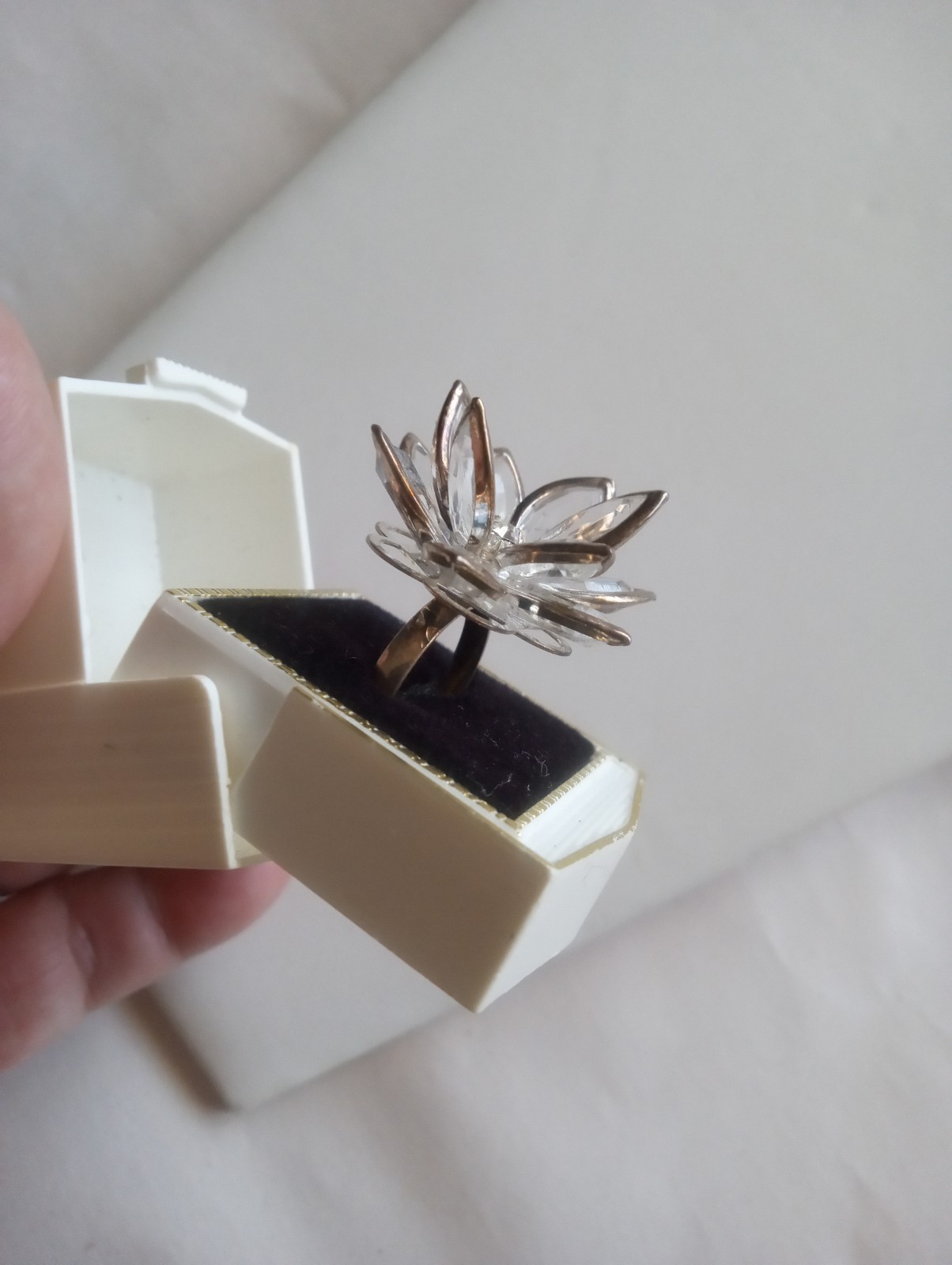 Lotus Flower Statement Ring Framed Clear Acrylic … - image 5