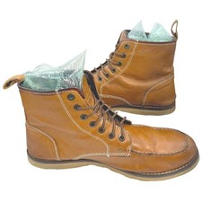 Crevo Buck Leather Boots Mens 13 Caramel Ankle Mocs Lace Up Casual Workwear