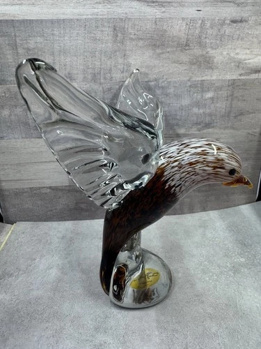 Vintage Murano Glass Eagle Bird Figurine Sculpture 7.5” Tall
