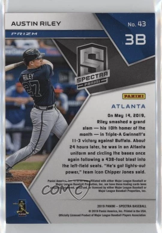 2019 Panini Chronicles Spectra Austin Riley #43 Rookie RC - Image 2 of 2