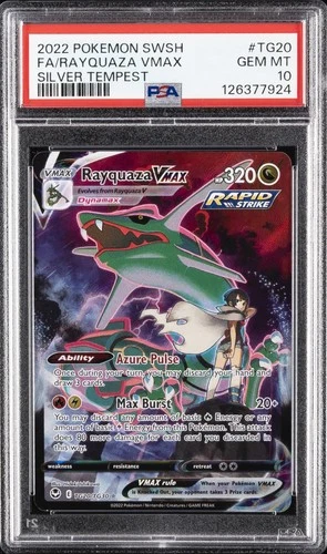 2022 POKEMON SWORD & SHIELD SILVER TEMPEST #TG20 FULL ART/RAYQUAZA VMAX PSA 10