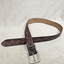 Vintage Unisex Belt Leather Braided Look Brown